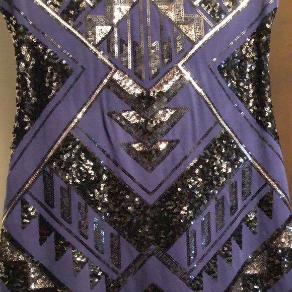 Express women’s blue and black Sequin dress size small - Picture 5 of 6
